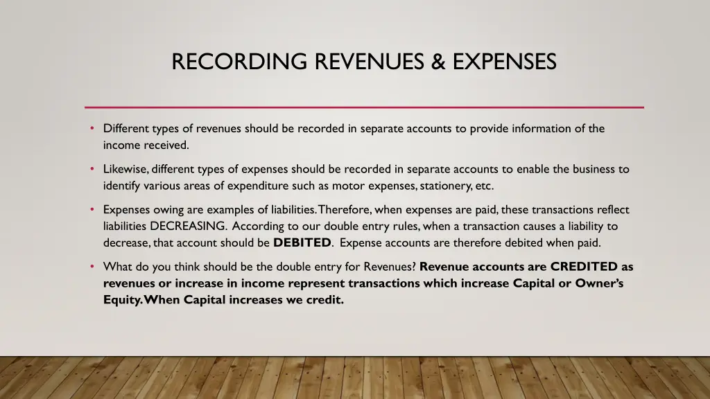 recording revenues expenses