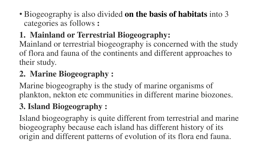 biogeography is also divided on the basis