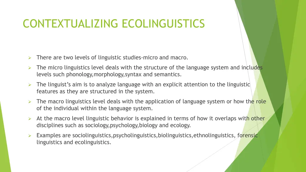 contextualizing ecolinguistics