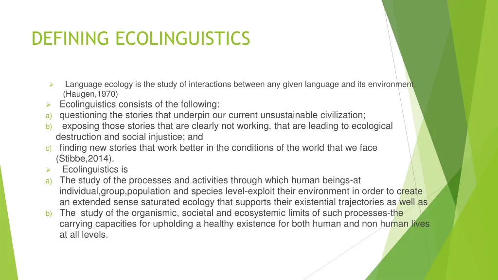 defining ecolinguistics