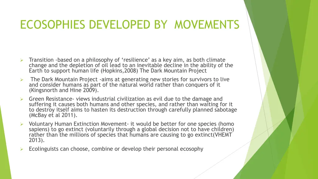 ecosophies developed by movements