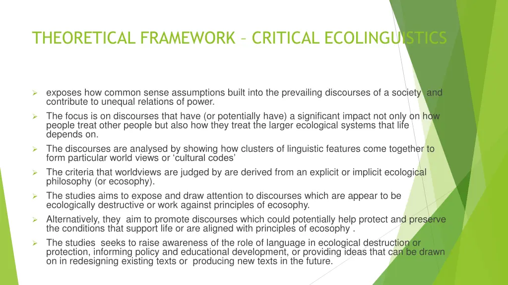 theoretical framework critical ecolinguistics