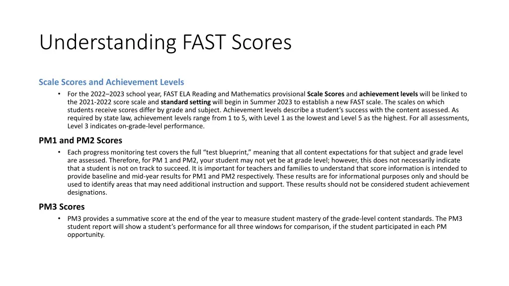 understanding fast scores 1