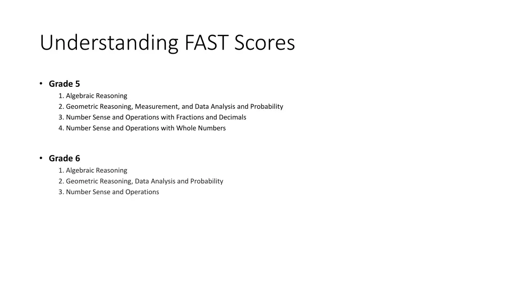 understanding fast scores 6