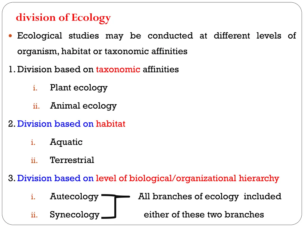 division of ecology