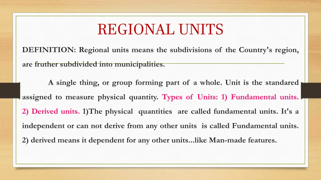 regional units