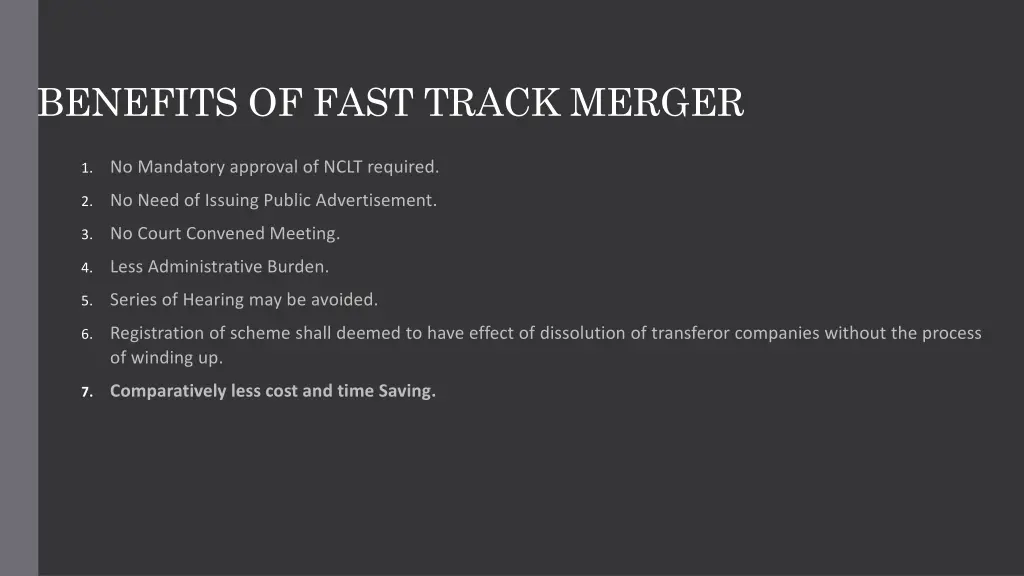 benefits of fast track merger