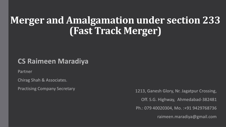 merger and amalgamation under section 233 fast