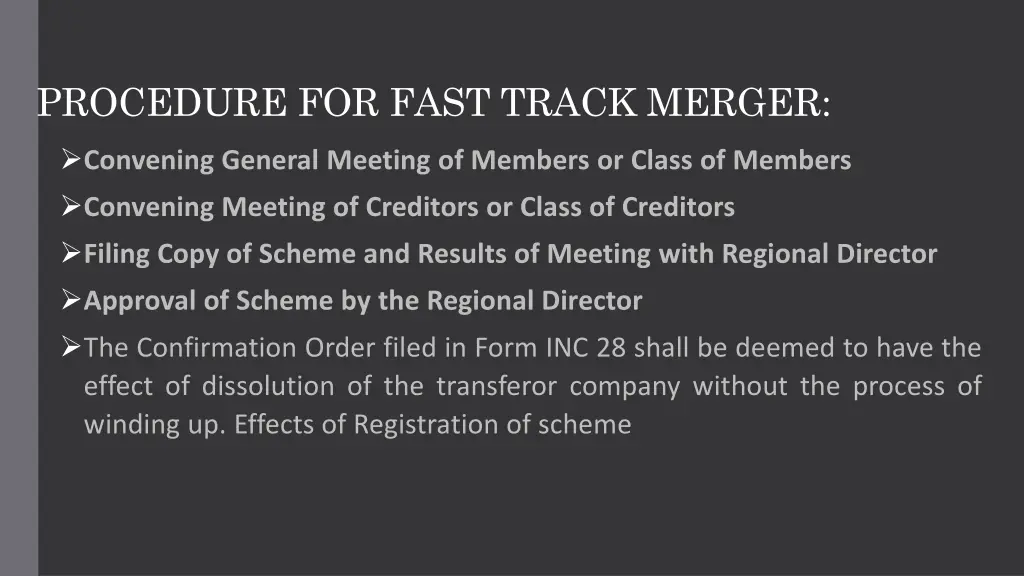 procedure for fast track merger 1