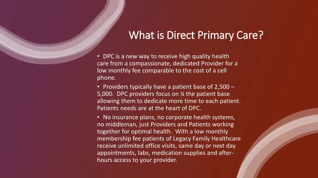 what is direct primary care what is direct