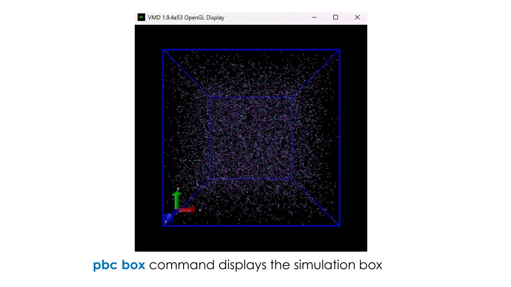 pbc box command displays the simulation box