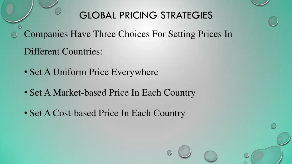 global pricing strategies