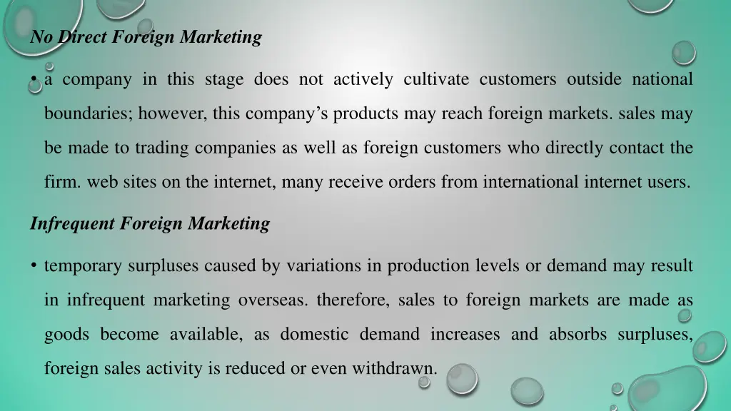 no direct foreign marketing