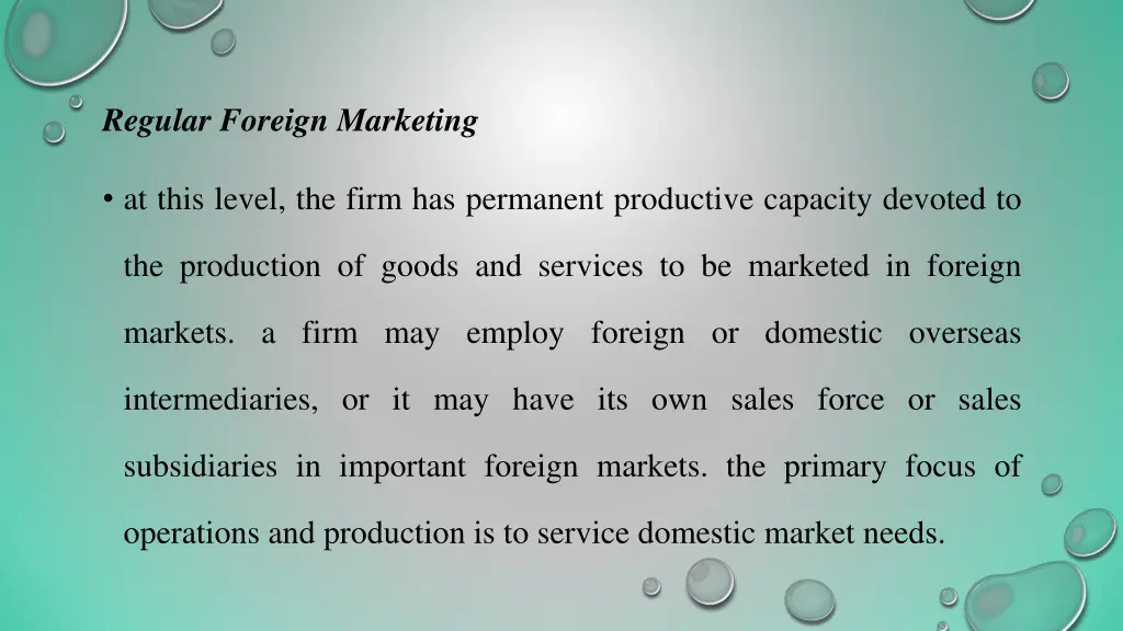 regular foreign marketing