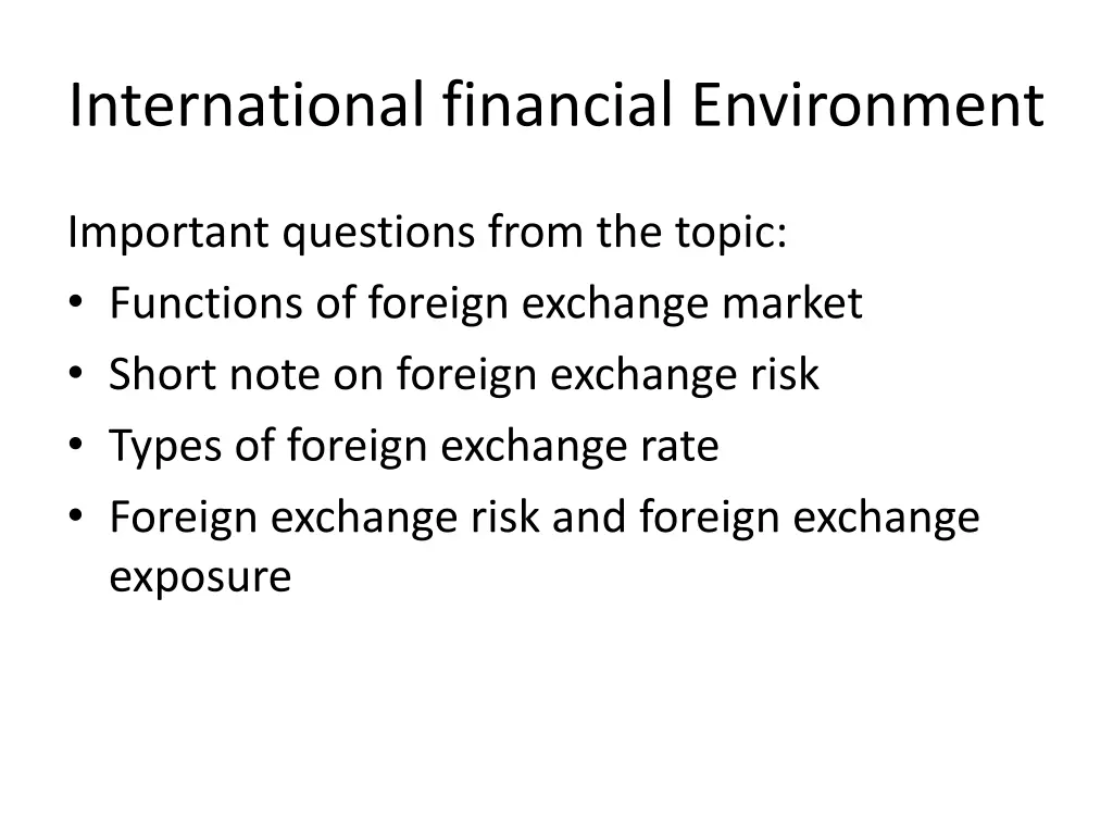 international financial environment