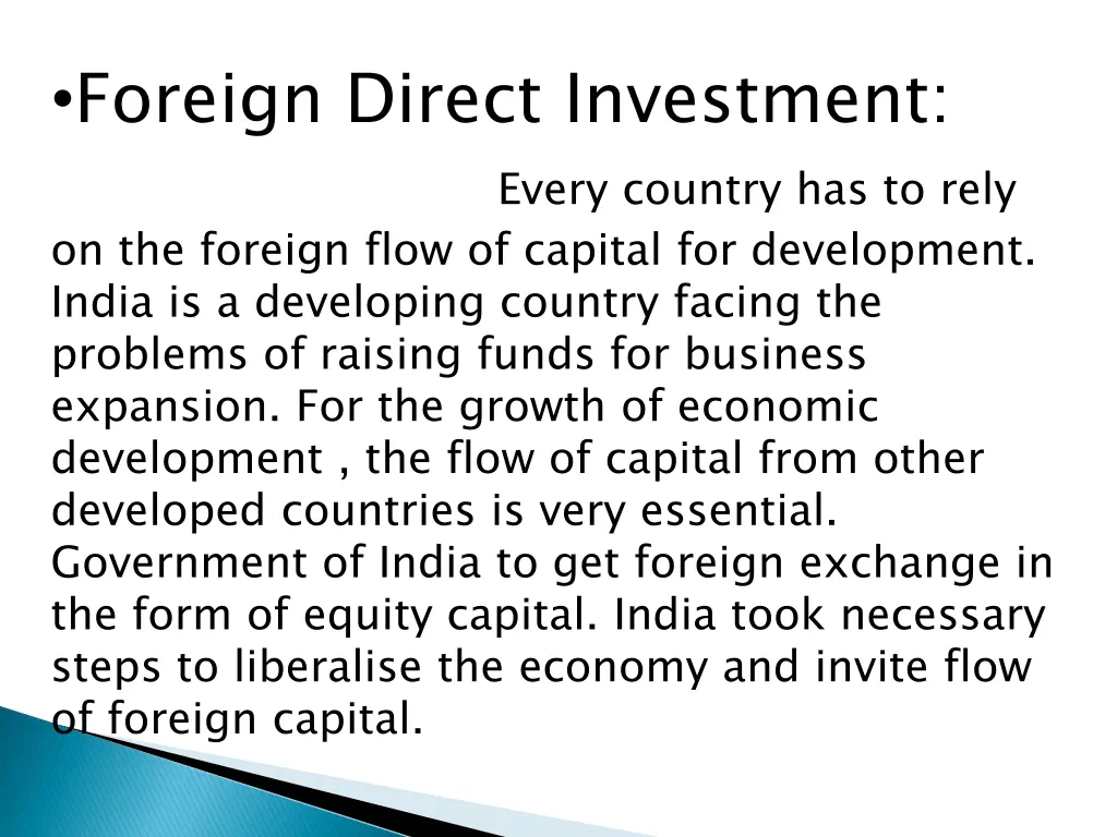 foreign direct investment on the foreign flow