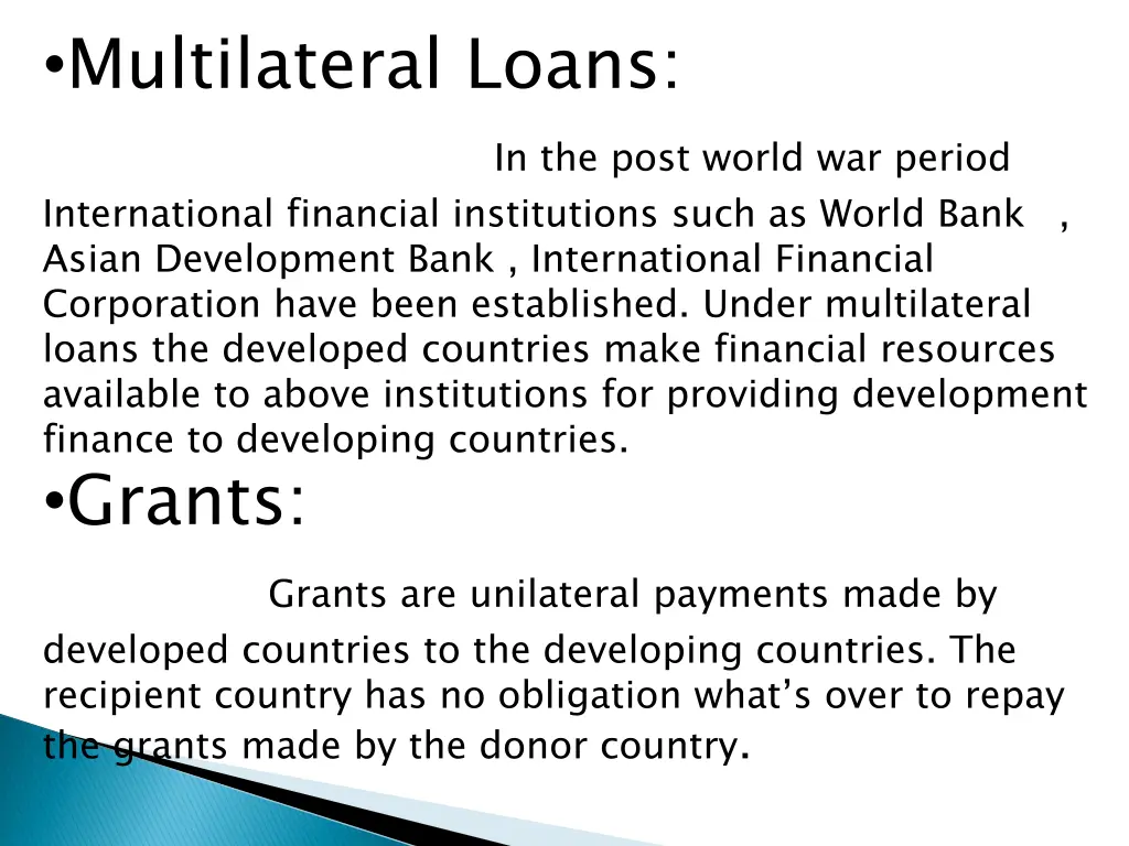 multilateral loans international financial