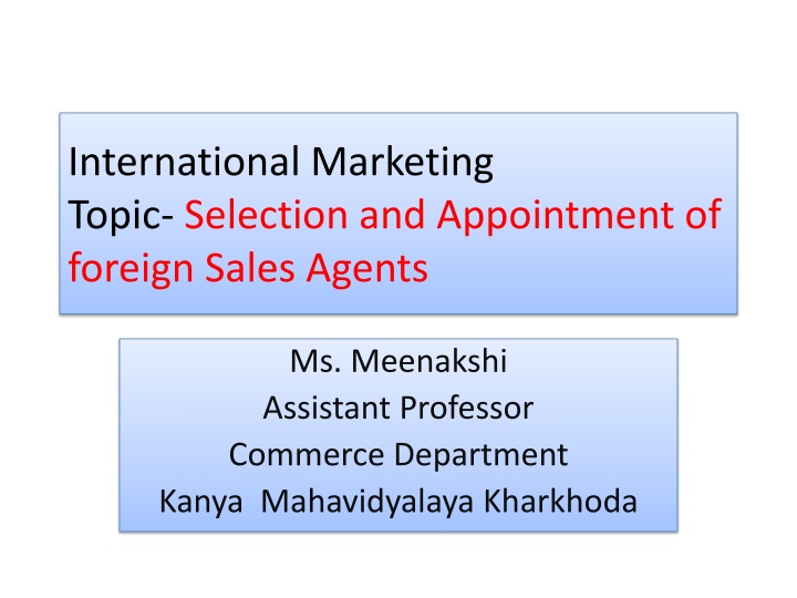 international marketing topic selection