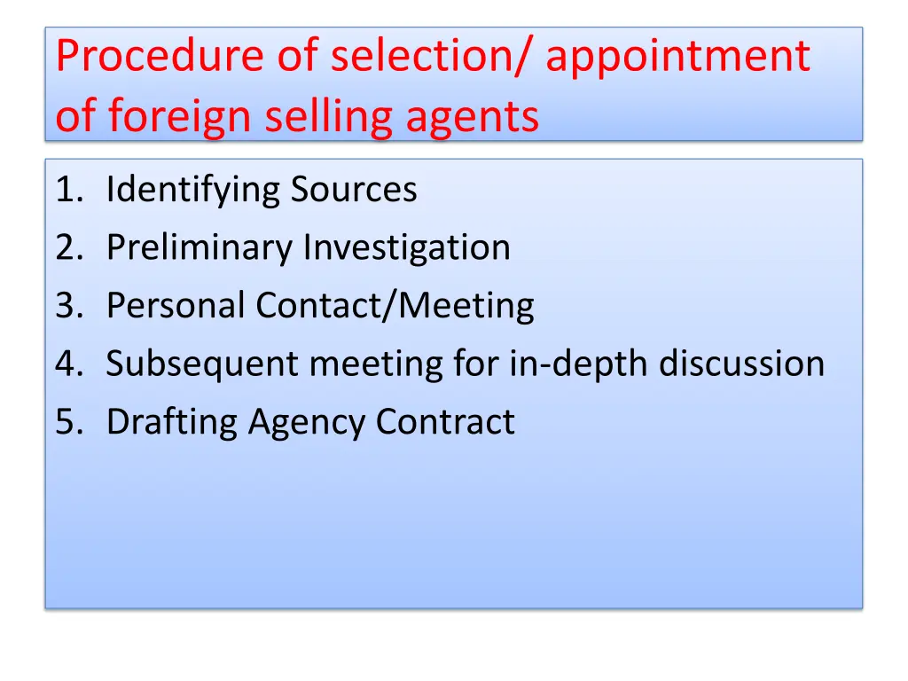 procedure of selection appointment of foreign