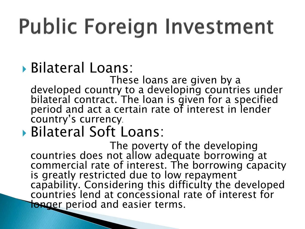 bilateral loans developed country to a developing