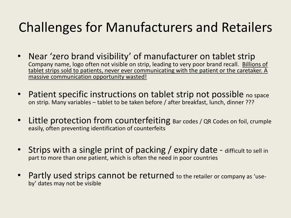 challenges for manufacturers and retailers