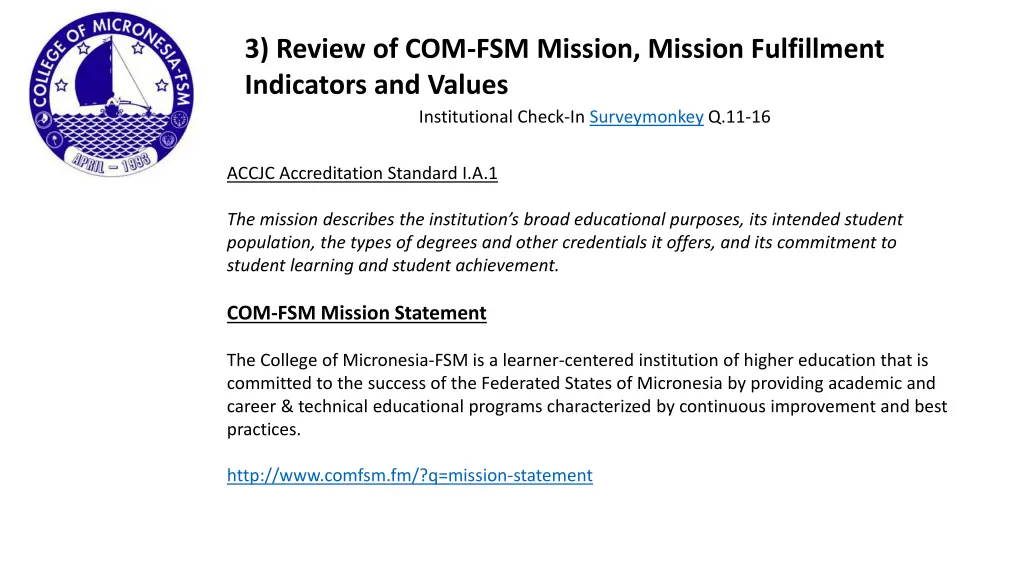 3 review of com fsm mission mission fulfillment