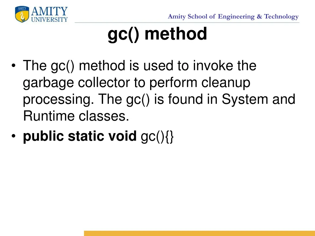 amity school of engineering technology gc method