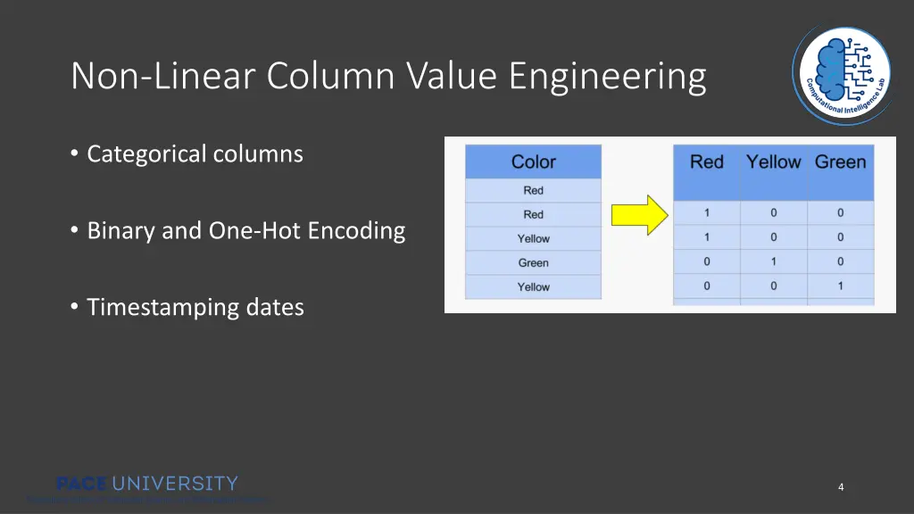 non linear column value engineering