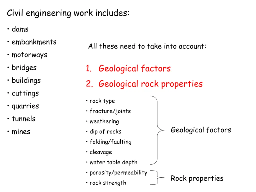 civil engineering work includes