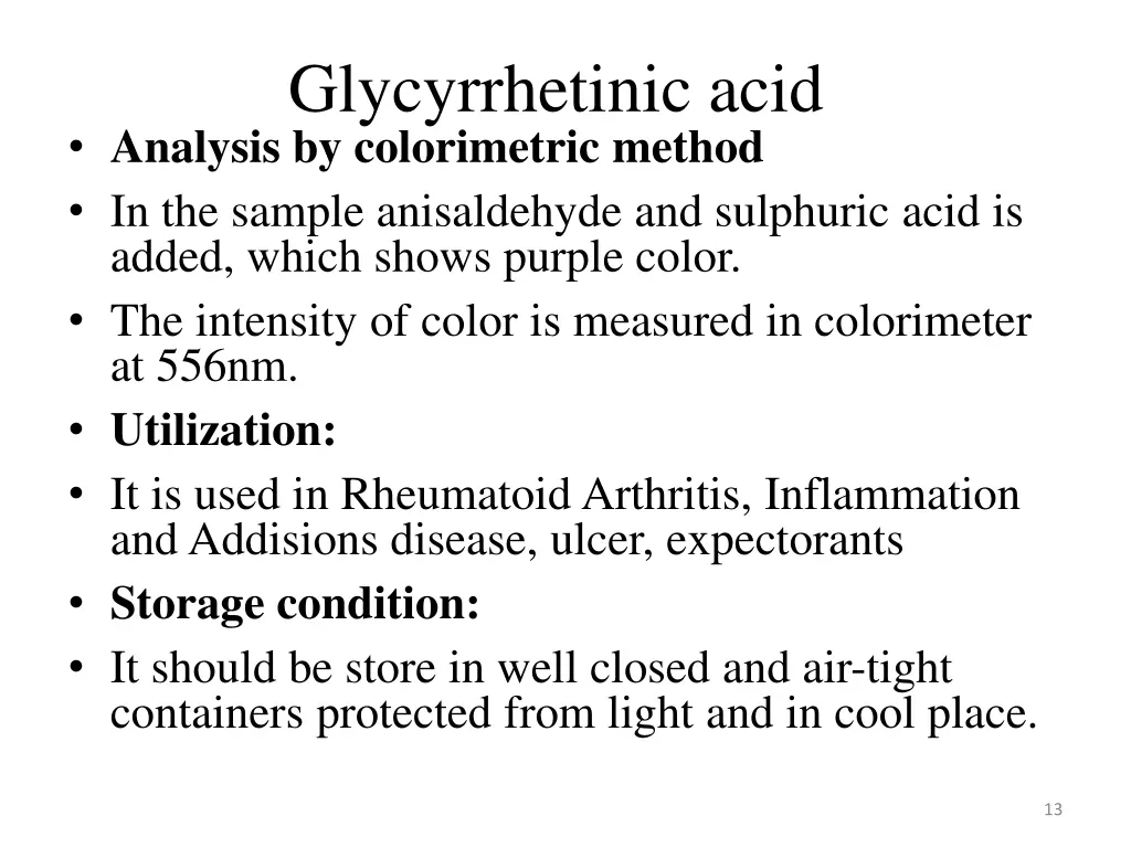 glycyrrhetinic acid analysis by colorimetric