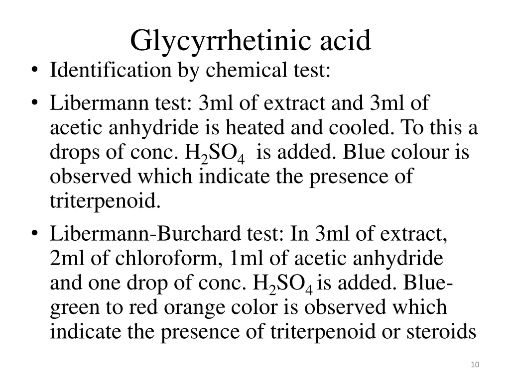 glycyrrhetinic acid identification by chemical