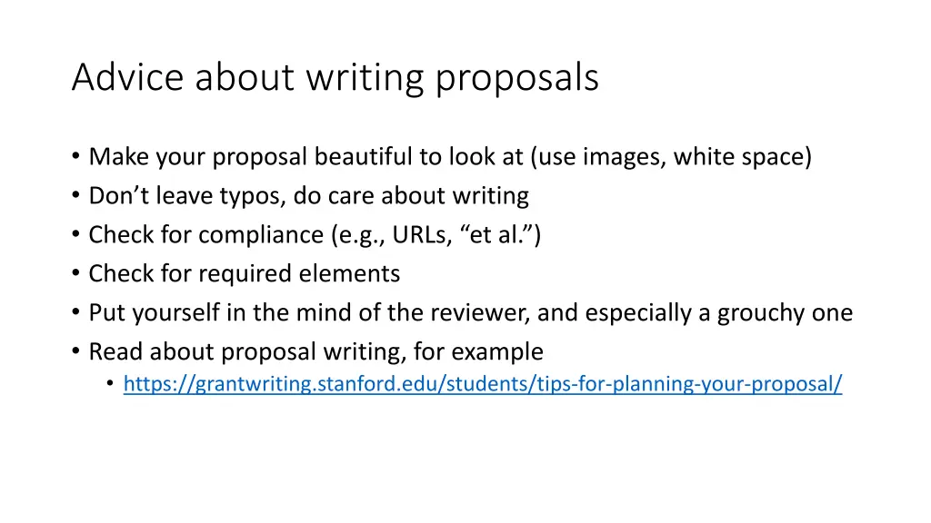 advice about writing proposals