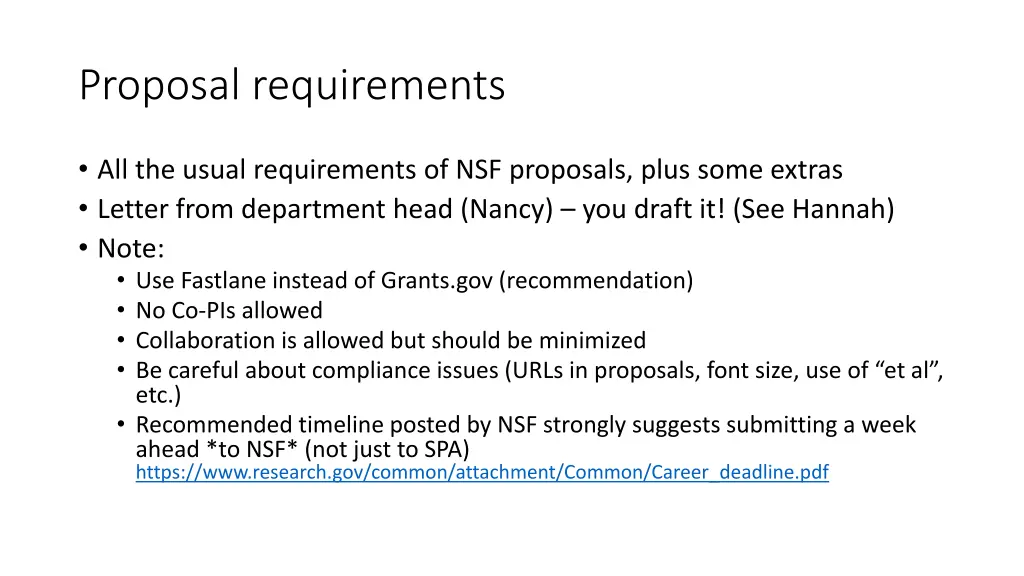 proposal requirements