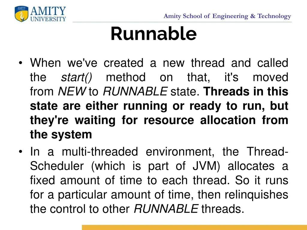 amity school of engineering technology runnable