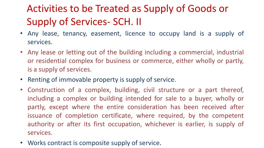 activities to be treated as supply of goods