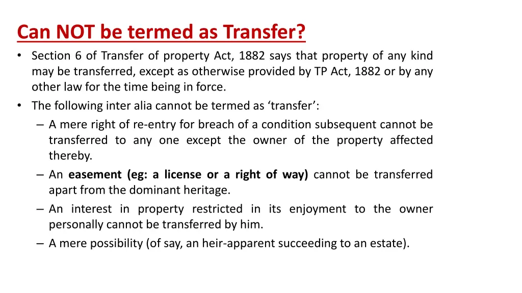 can not be termed as transfer section