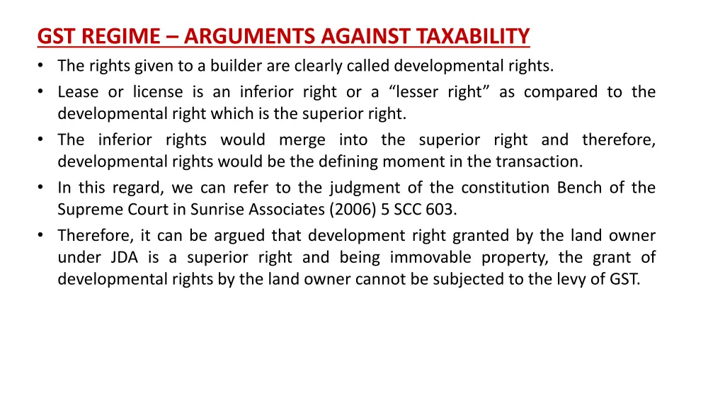 gst regime arguments against taxability 1