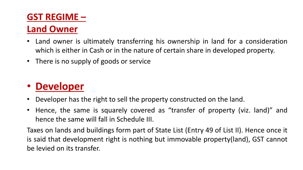 gst regime land owner land owner is ultimately