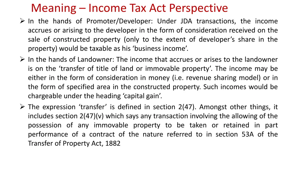 meaning income tax act perspective