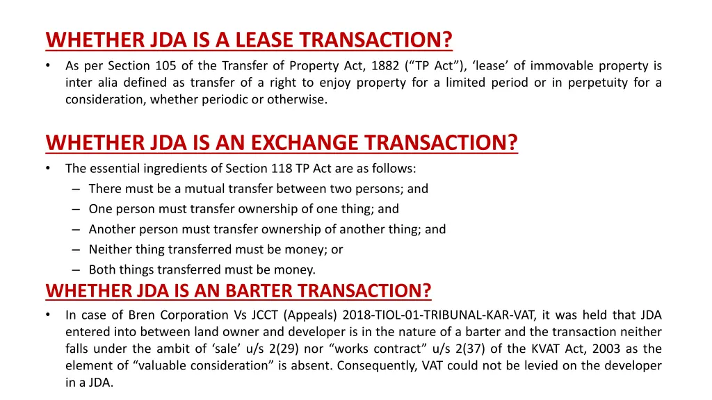 whether jda is a lease transaction as per section