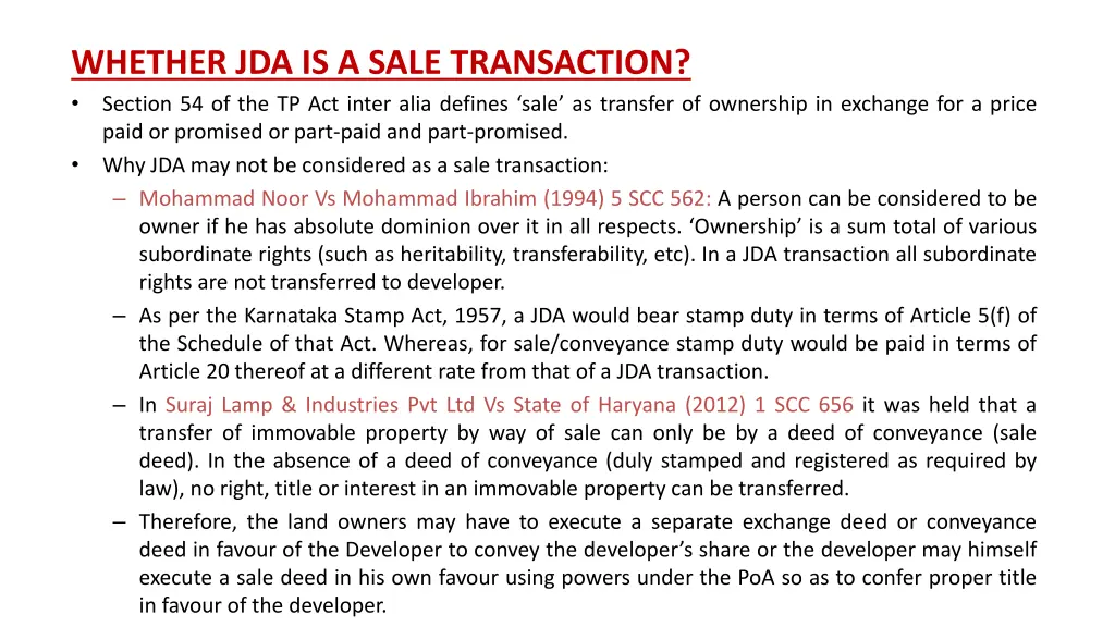 whether jda is a sale transaction section