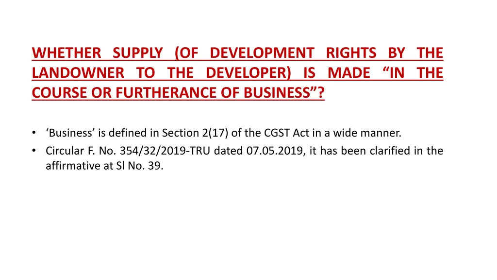 whether supply of development rights