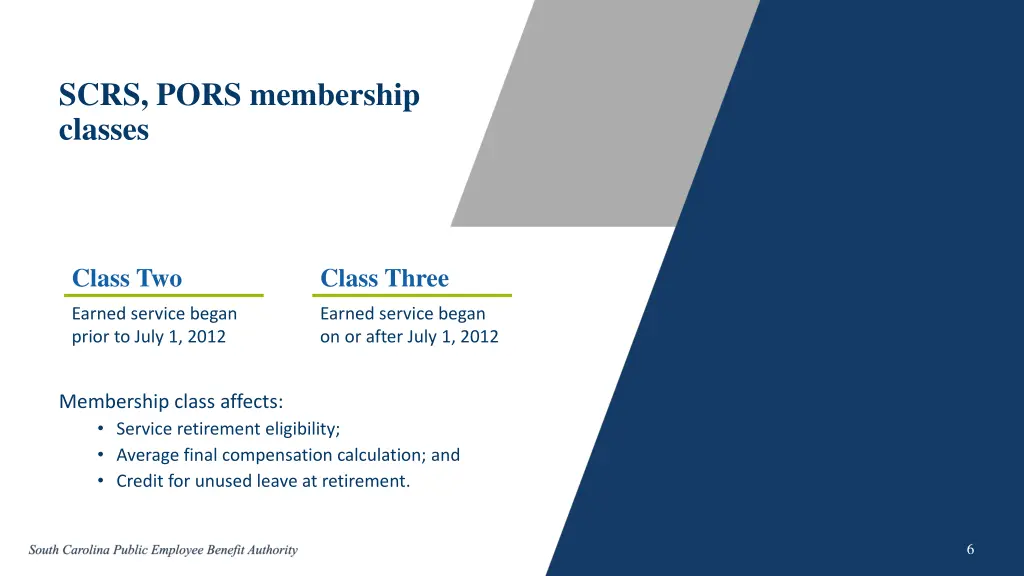 scrs pors membership classes