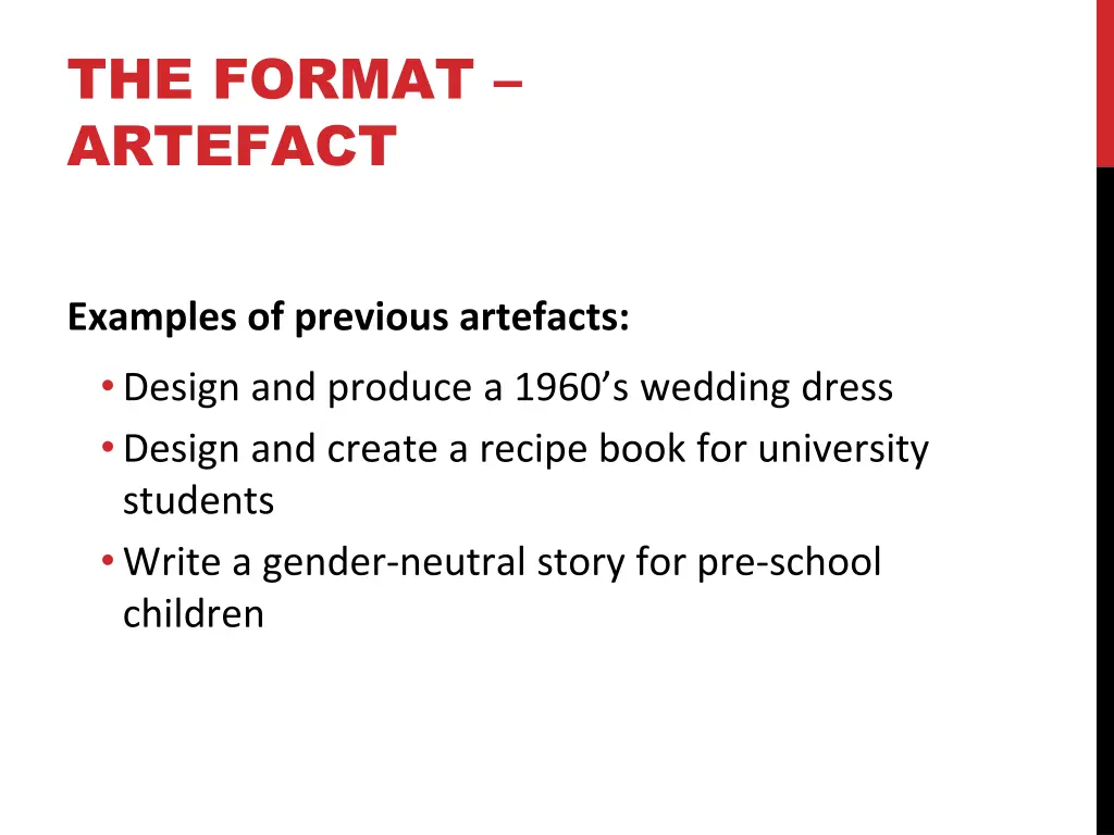 the format artefact 1