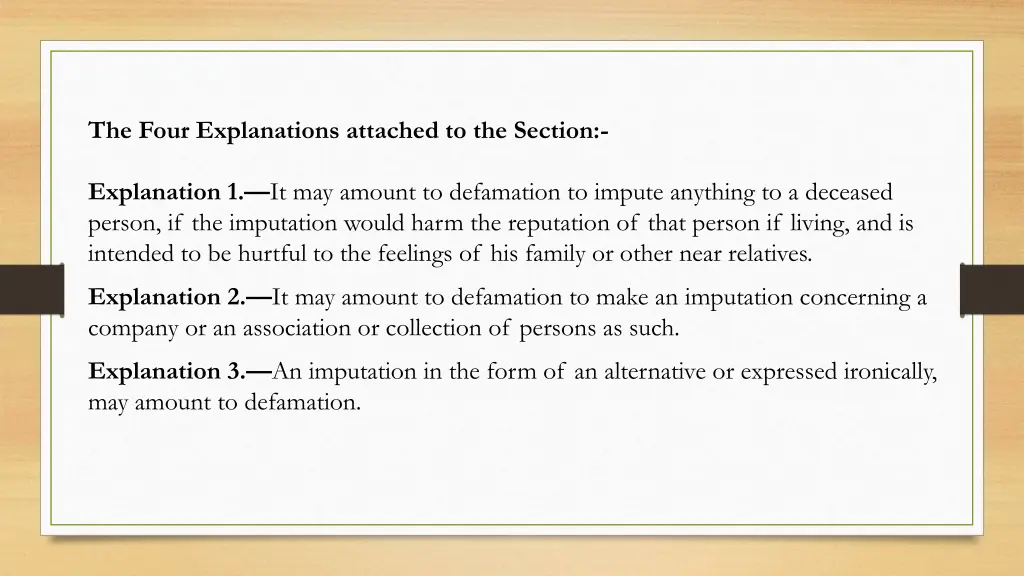 the four explanations attached to the section