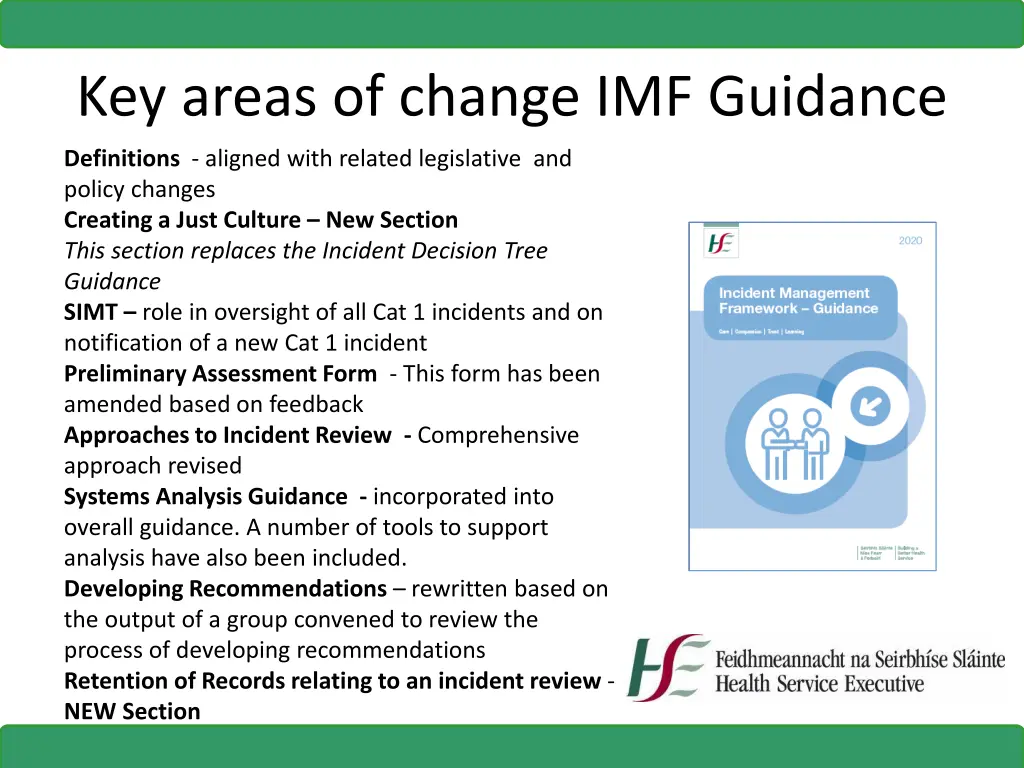 key areas of change imf guidance