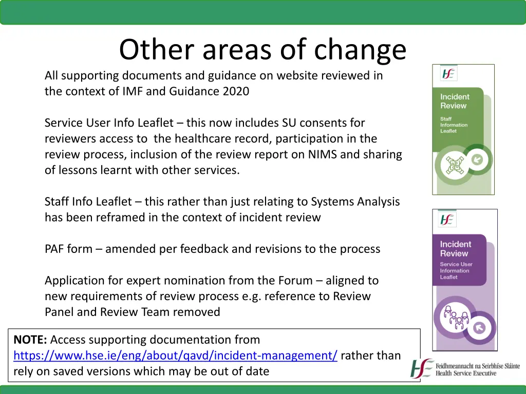 other areas of change all supporting documents