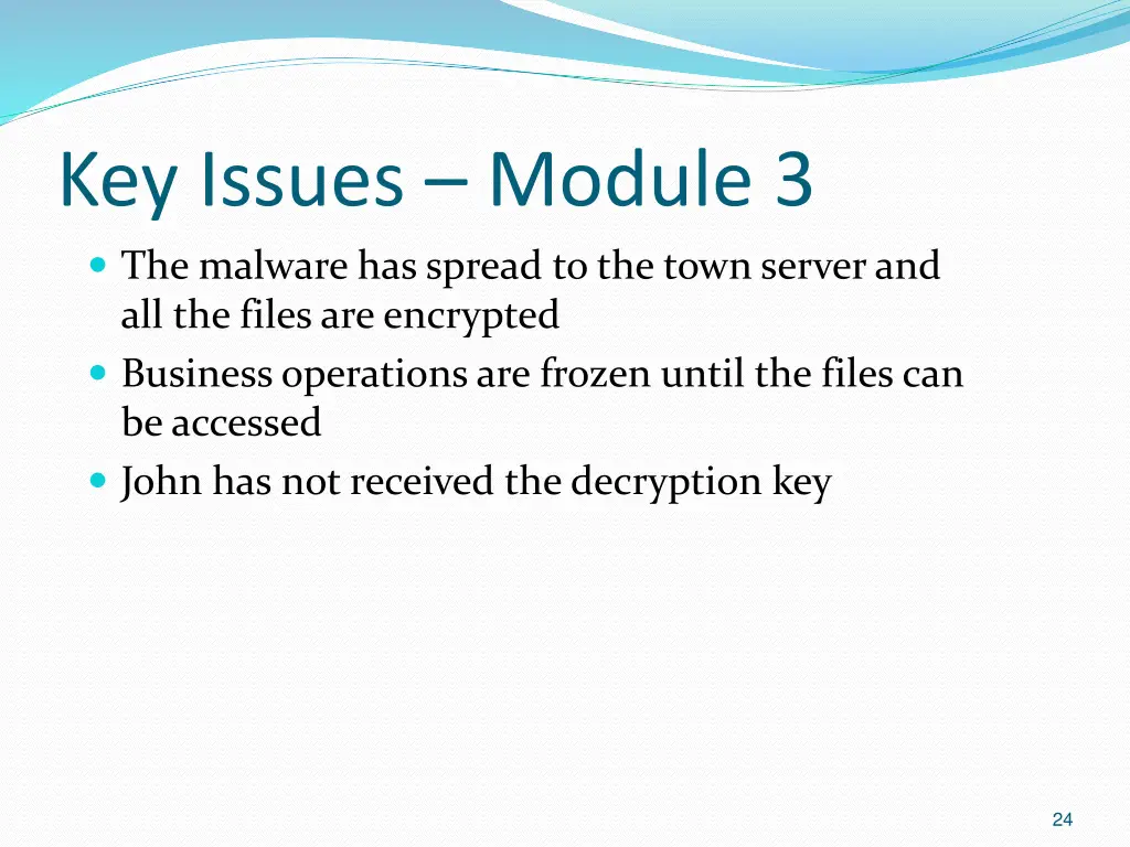 key issues module 3 the malware has spread