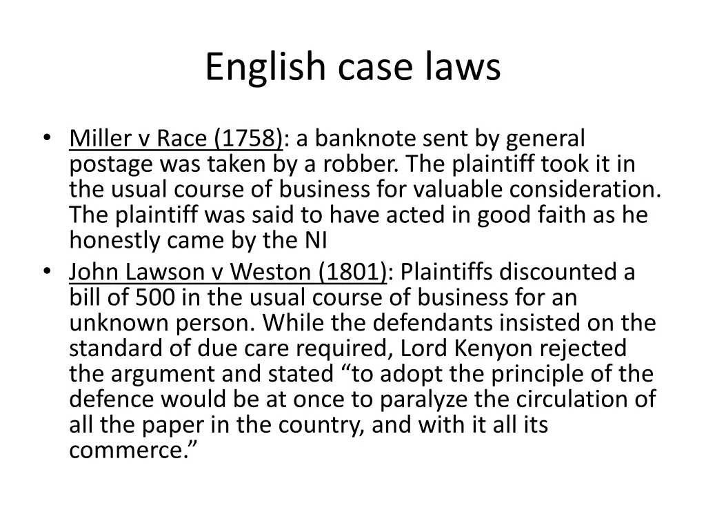 english case laws