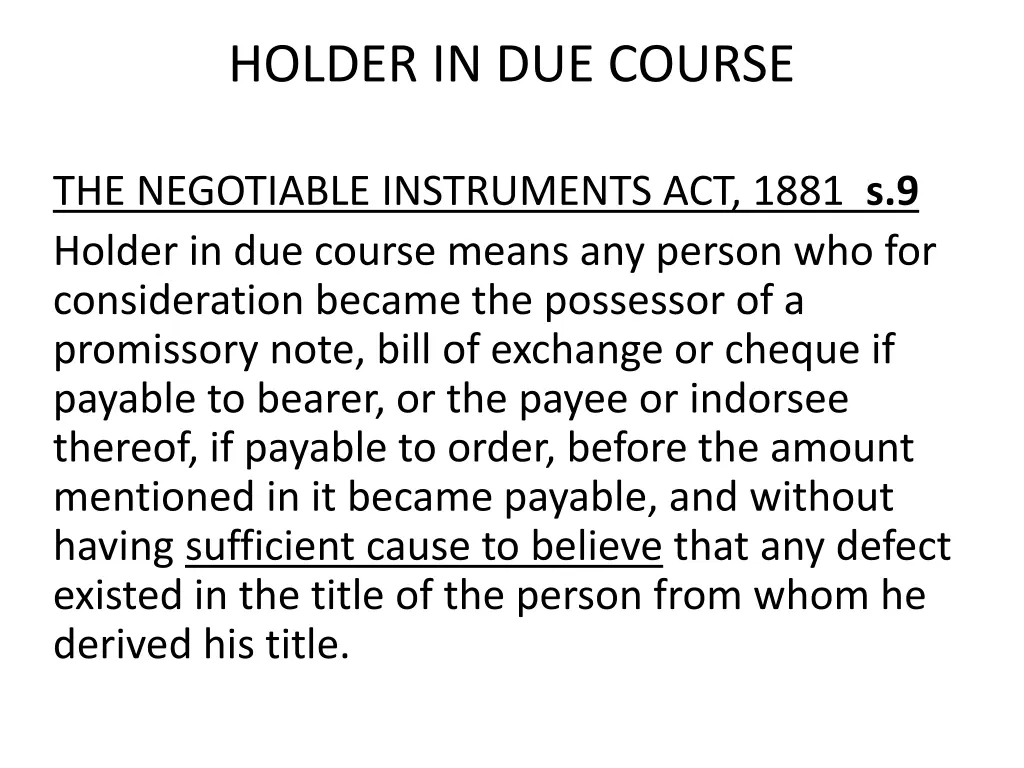 holder in due course